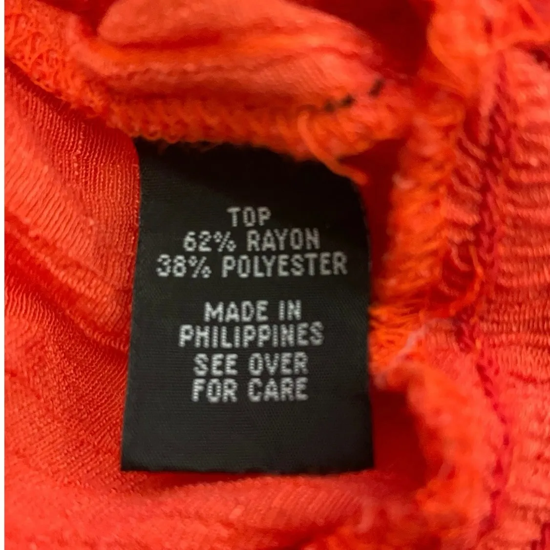 IZ Byer Women's Orange Beaded Front Cold Shoulder Boho‎ Top - L EUC - Image 11