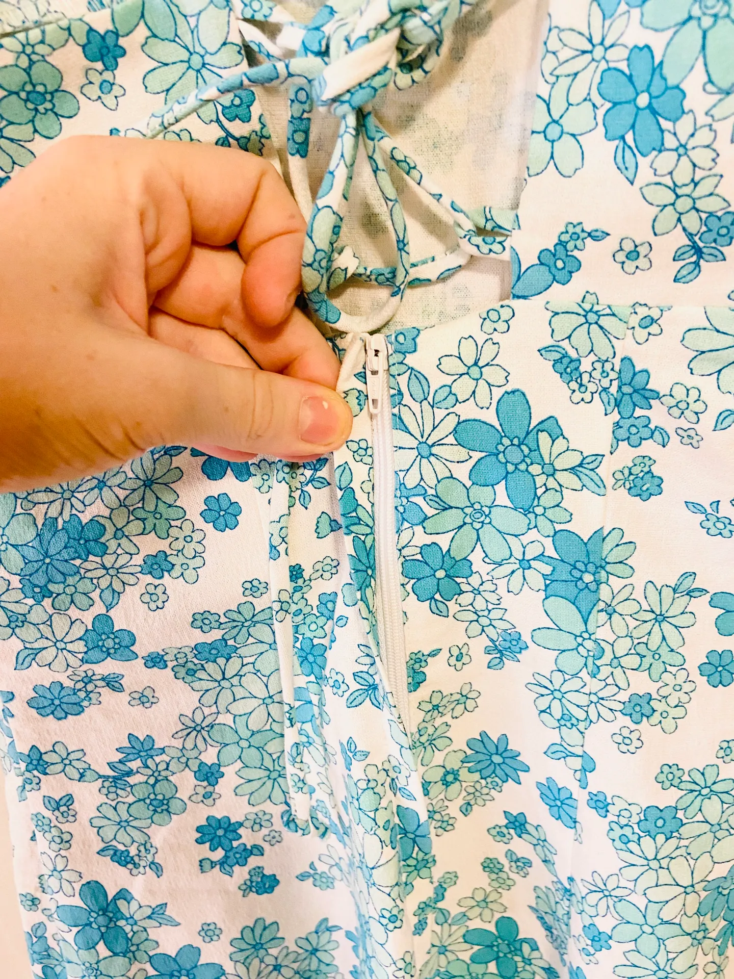 Vintage Y2K  dresses white & blue linen floral dress - Image 8