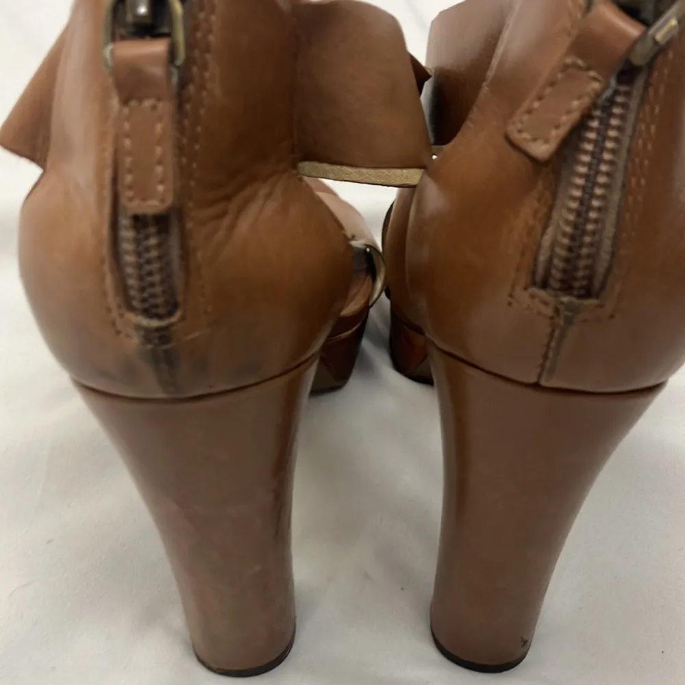 Halogen Tan Leather Strappy Heeled Sandals woman’s size 8 - Image 7