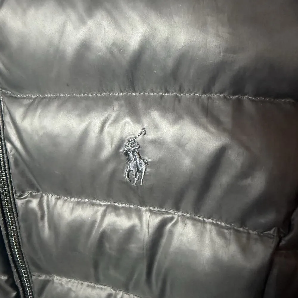 Ralph Lauren Puffer Coat Gray Down Quilted Padded Packable Ski Warm Jacket Large - Image 5