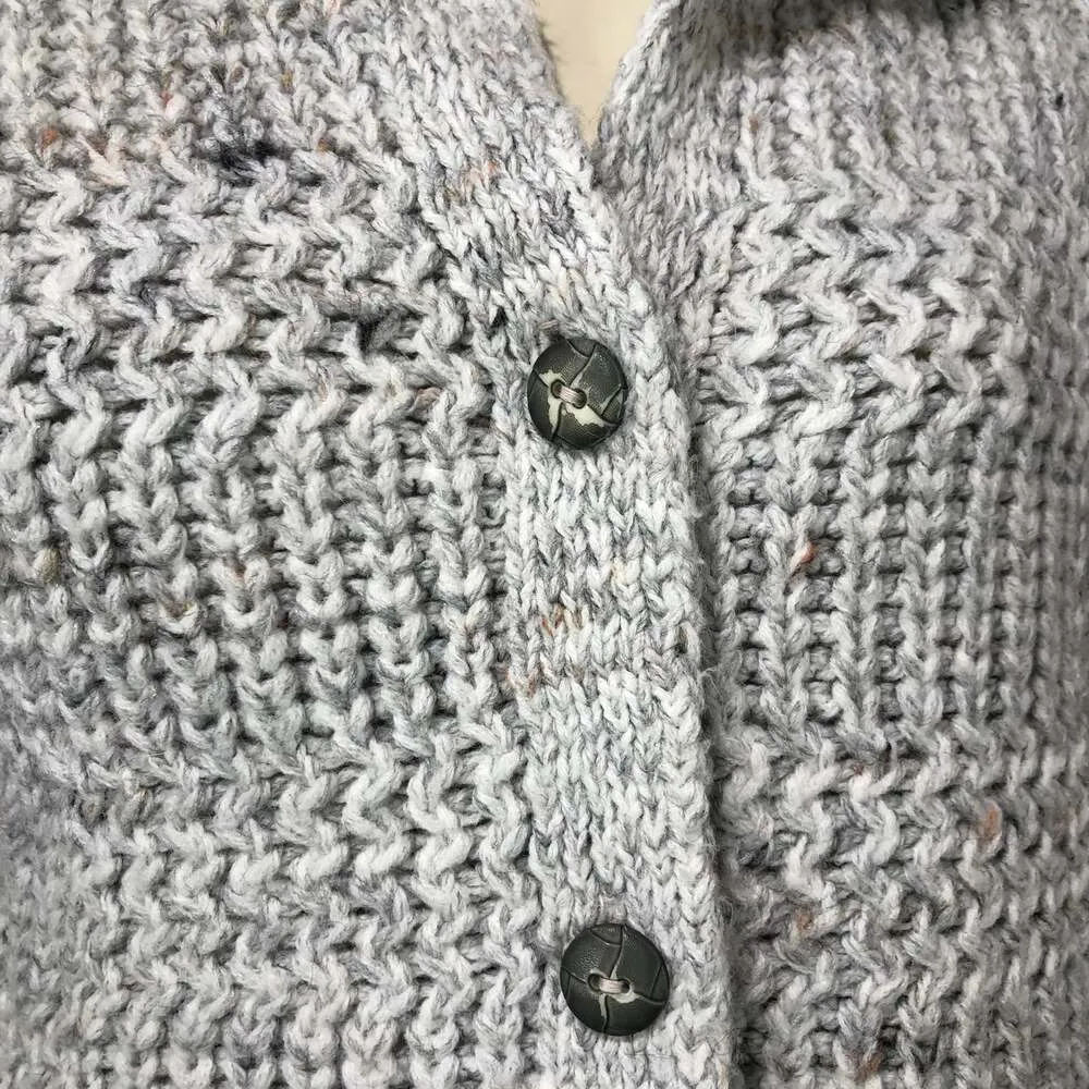 American Vintage Duet creations chunky knit gray flecked Cardigan size small - Image 5
