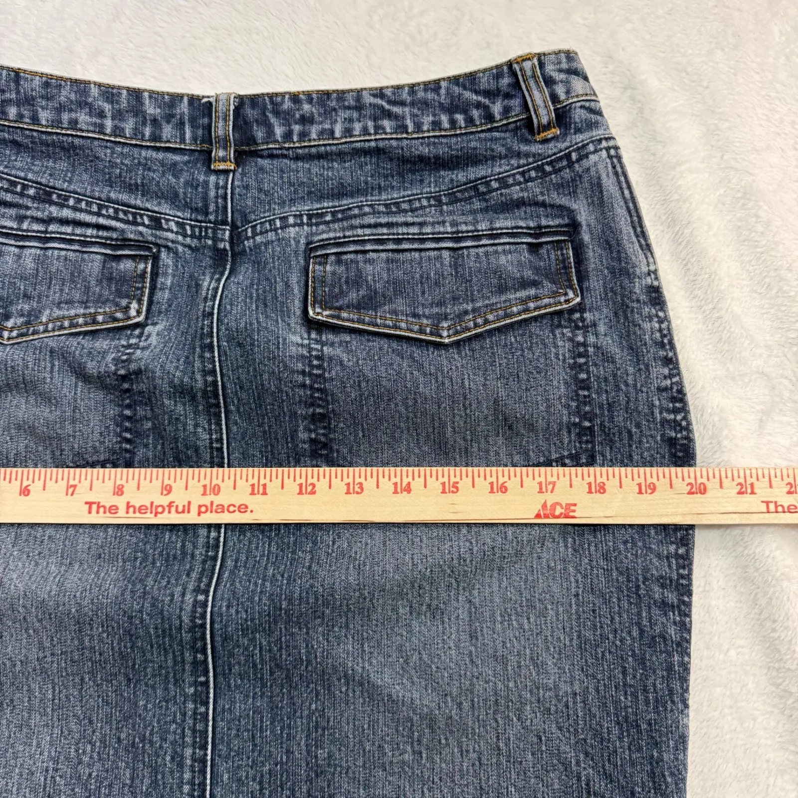 Y2K Mixit Stretch M Denim Pencil Skirt Blue Streetwear Indie Minimalist Utility - Image 8