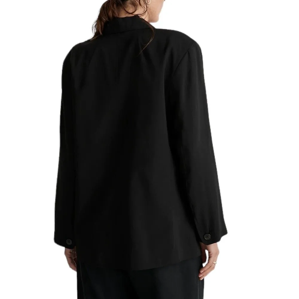 NWT Madewell The Relaxed Blazer In Softdrape Fabric Oversized Black Jacket Sz XS - Image 3