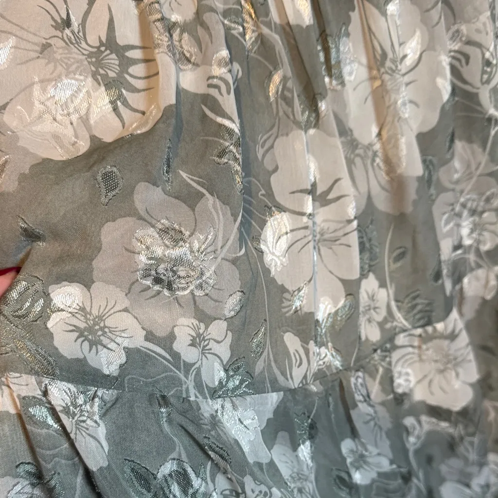 Baltic Born Floral Midi Dress in Gray green and White - Image 4