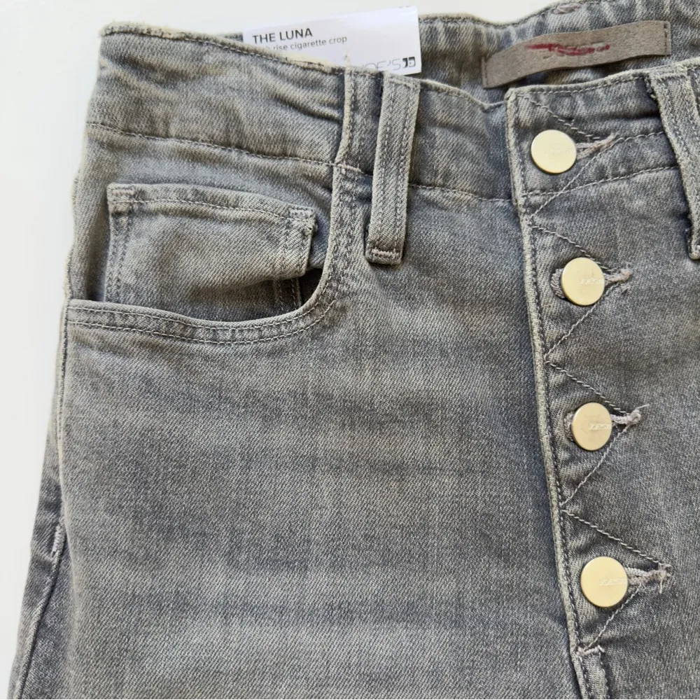 Joe’s The Luna High Rise Cigarette Crop Jeans Gray button fly skinny pockets NWT - Image 4