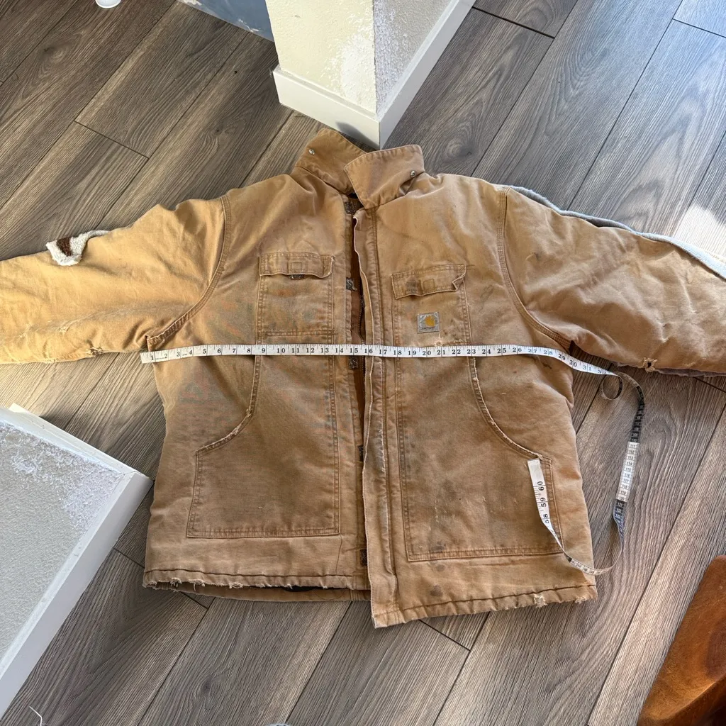 Vintage Carhartt Work Jacket customized bald eagle back Brown Size undefined - Image 9