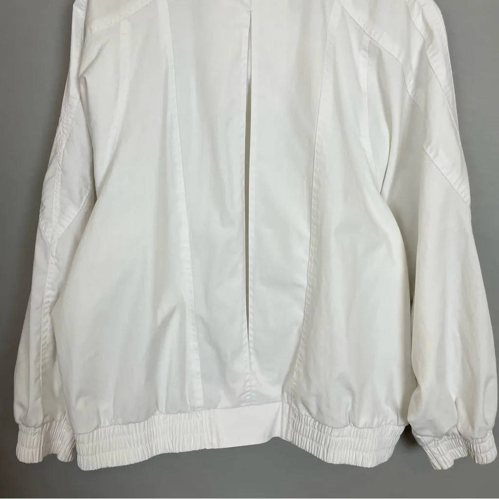 Vintage 80s 90s Jacket Sporty White‎ Size XL Women Zipper Snaps Stand Up Collar White - Image 6