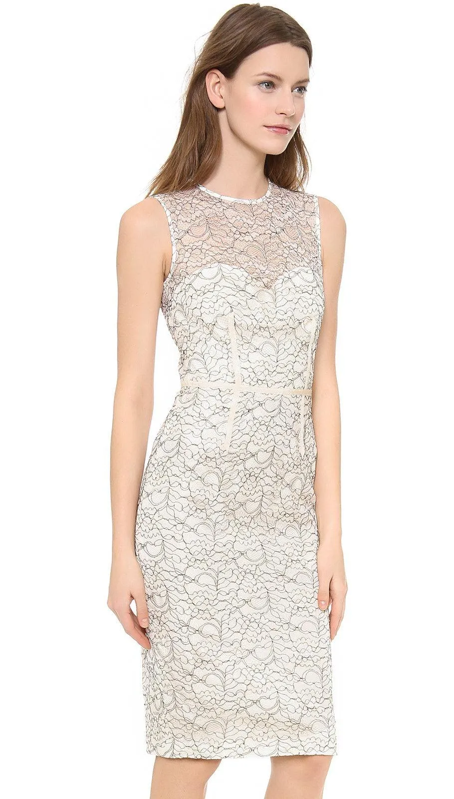 Jill Jill Stuart Love Glow Sheath Dress White Black Lace Illusion Neckline Sz 2 - Image 13