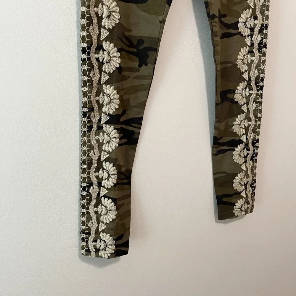 Johnny‎ Was JW Los Angeles Embroidered Green Camo Leggings Size XS - Image 3