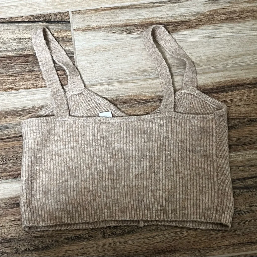 West of melrose beige fuzzy crop tank - Image 4