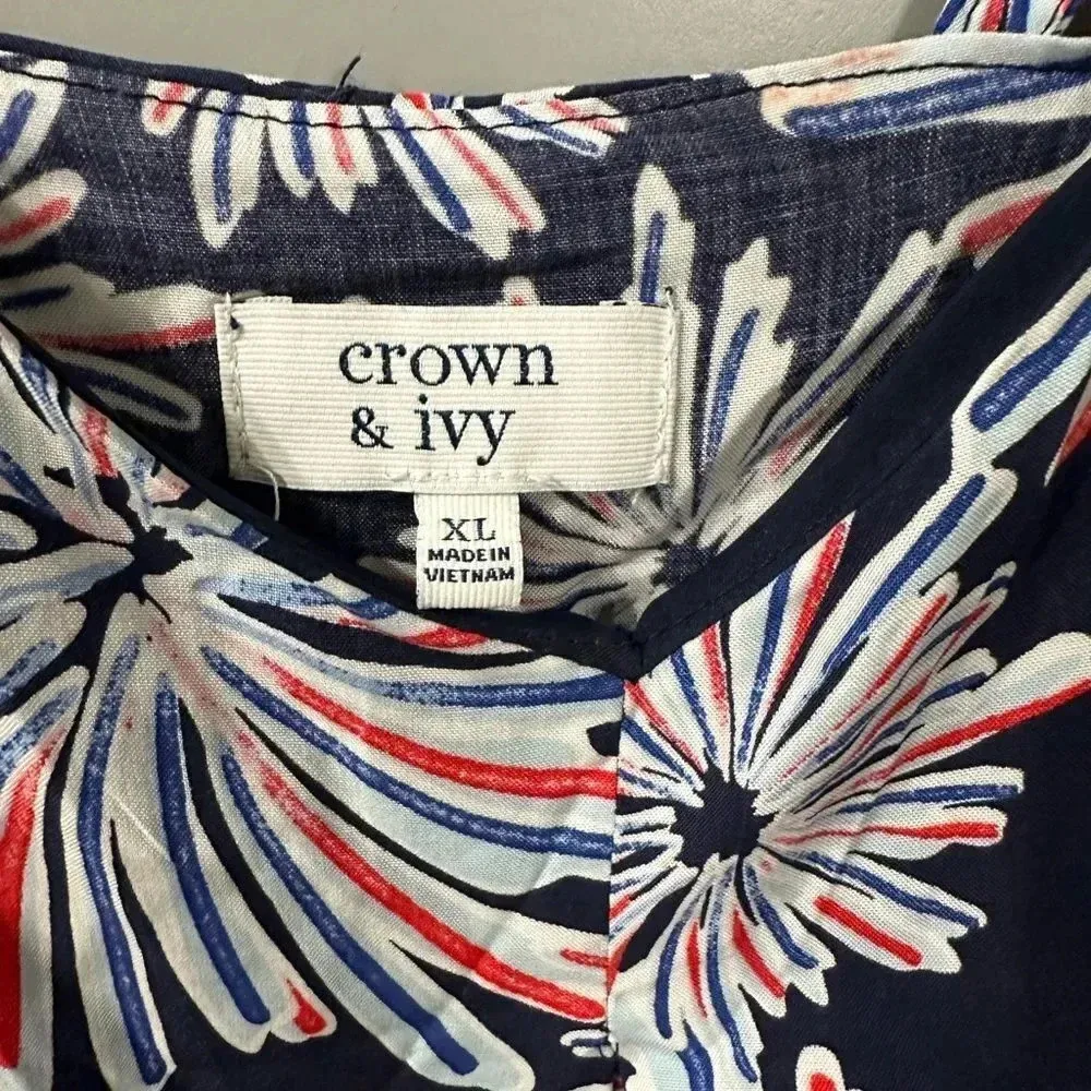 Crown & Ivy Dress Firework Red White and Cute Flyback Size XL July 4th - Image 5