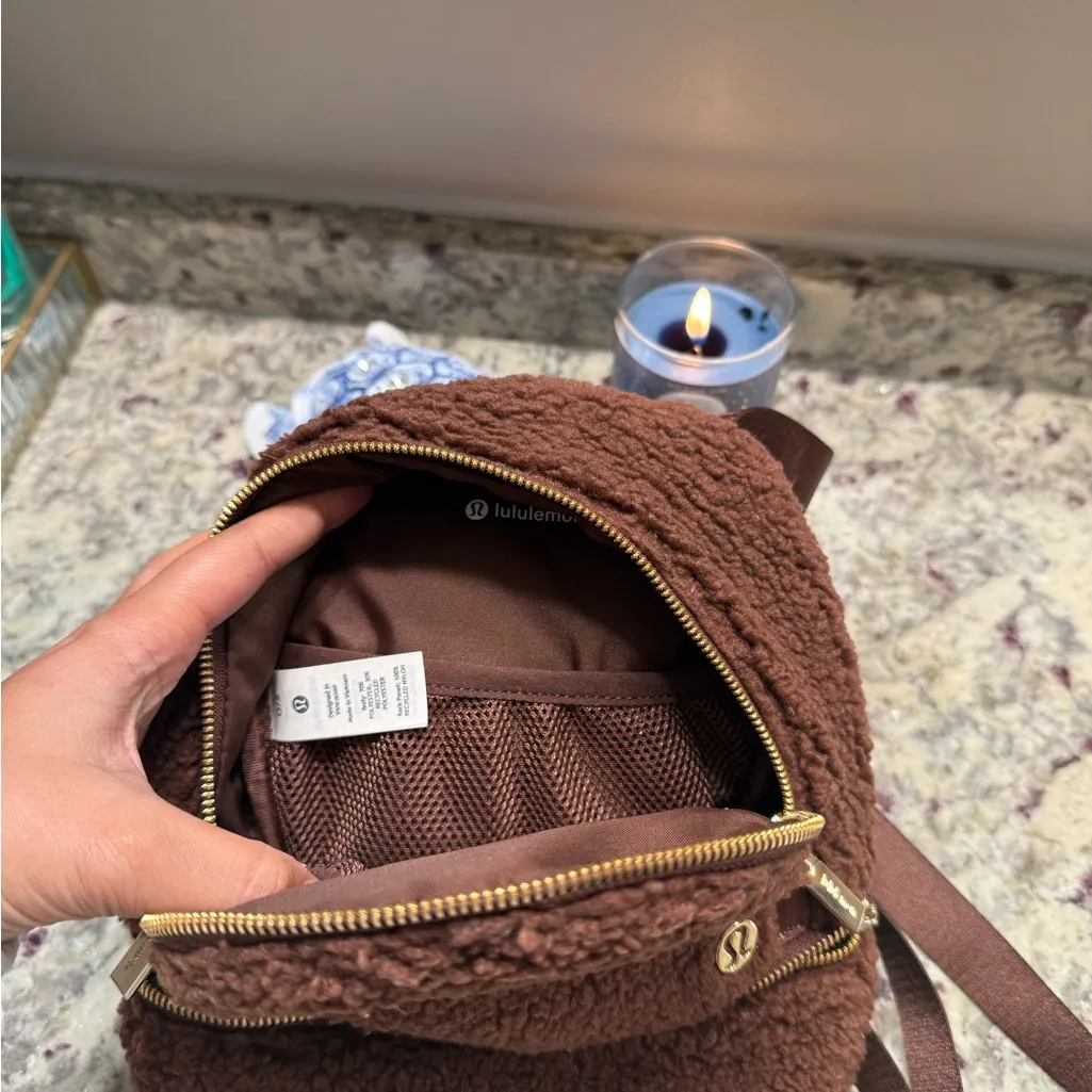Lululemon Brown Sherpa Mini Backpack Travel Hiking - Image 11