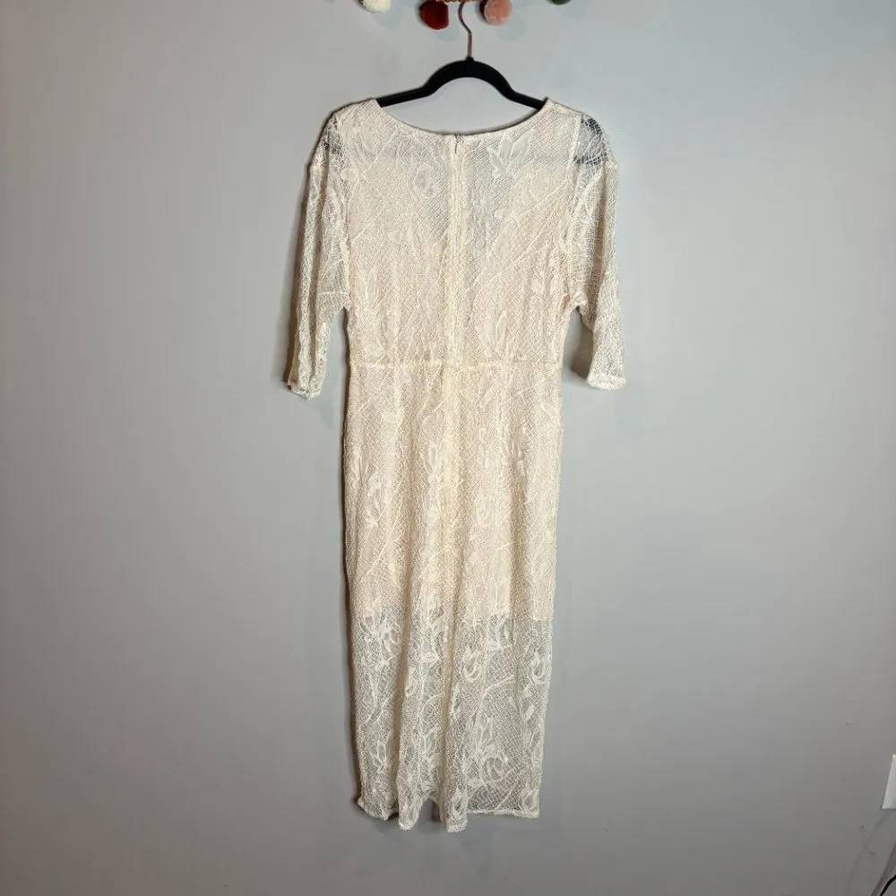 WAYF Prato Illusion Lace Tie Front Dress - Image 7