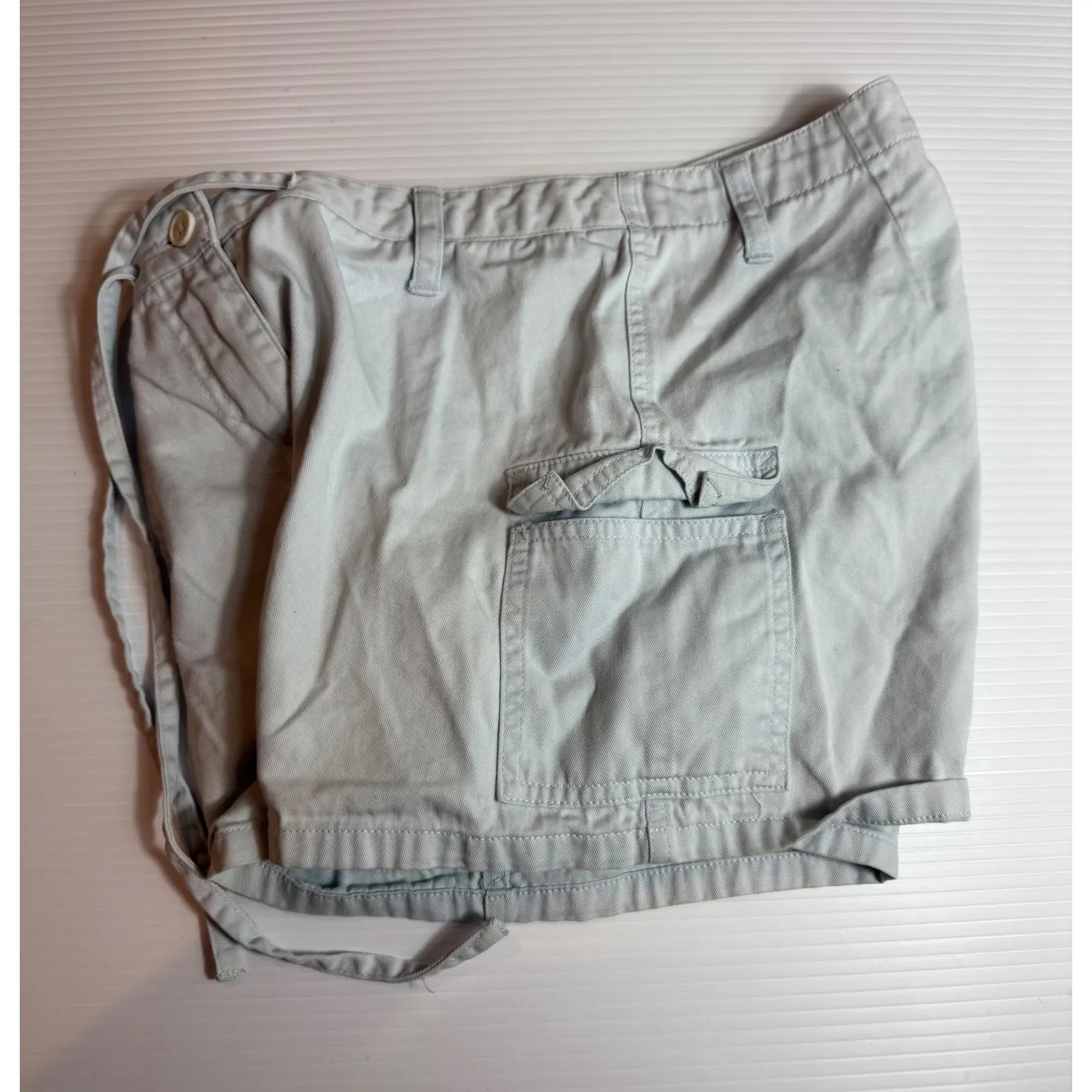 Express Bleus Womens Cotton Blend‎ Cargo Shorts Casual Drawstring Size 3/4 - Image 8