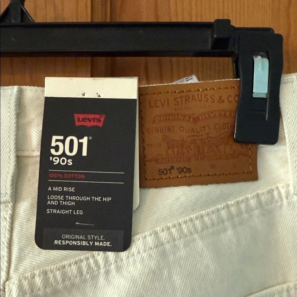 Levi's 501 '90's Size 24x30 Women's Off White Cream Jeans NEW Straight Leg NWT - Image 8
