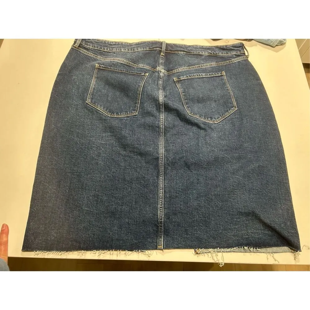 NEW Old Navy High Waist Secret-Smooth Pocket Fray Hem Denim Skirt 24 - Image 2