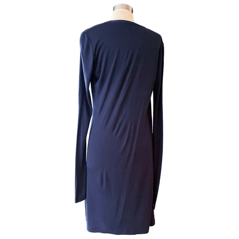 THAKOON Knit Jersey Dress Blue Casual Long Sleeves Asymmetrical Neck Small EUC - Image 5