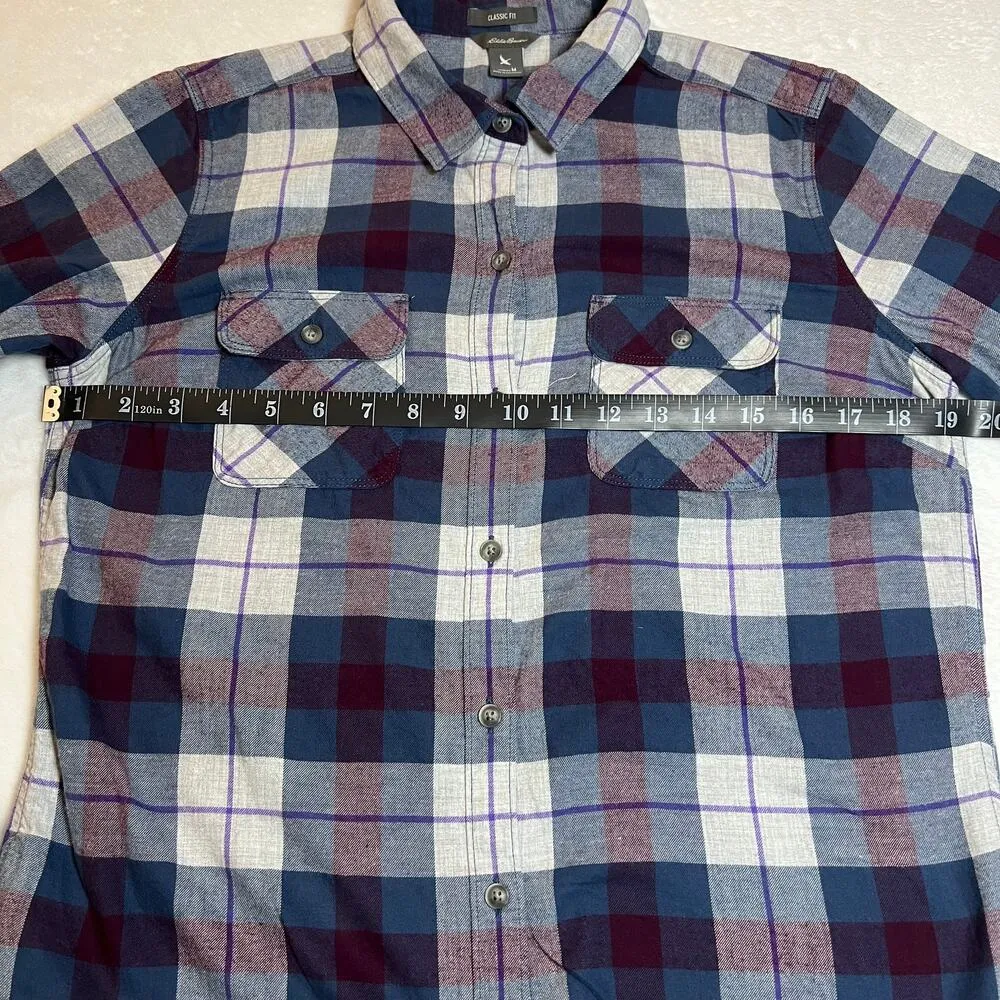 Eddie Bauer Women's Plaid Classic Fit Flannel Button Up Shirt Size Medium - Image 8