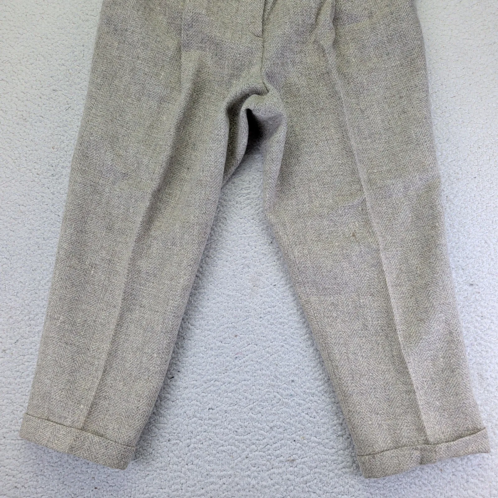 Vintage Wool Tweed Pants Country Shop Women's 16 Herringbone Pleated Trouserss Gray - Image 7