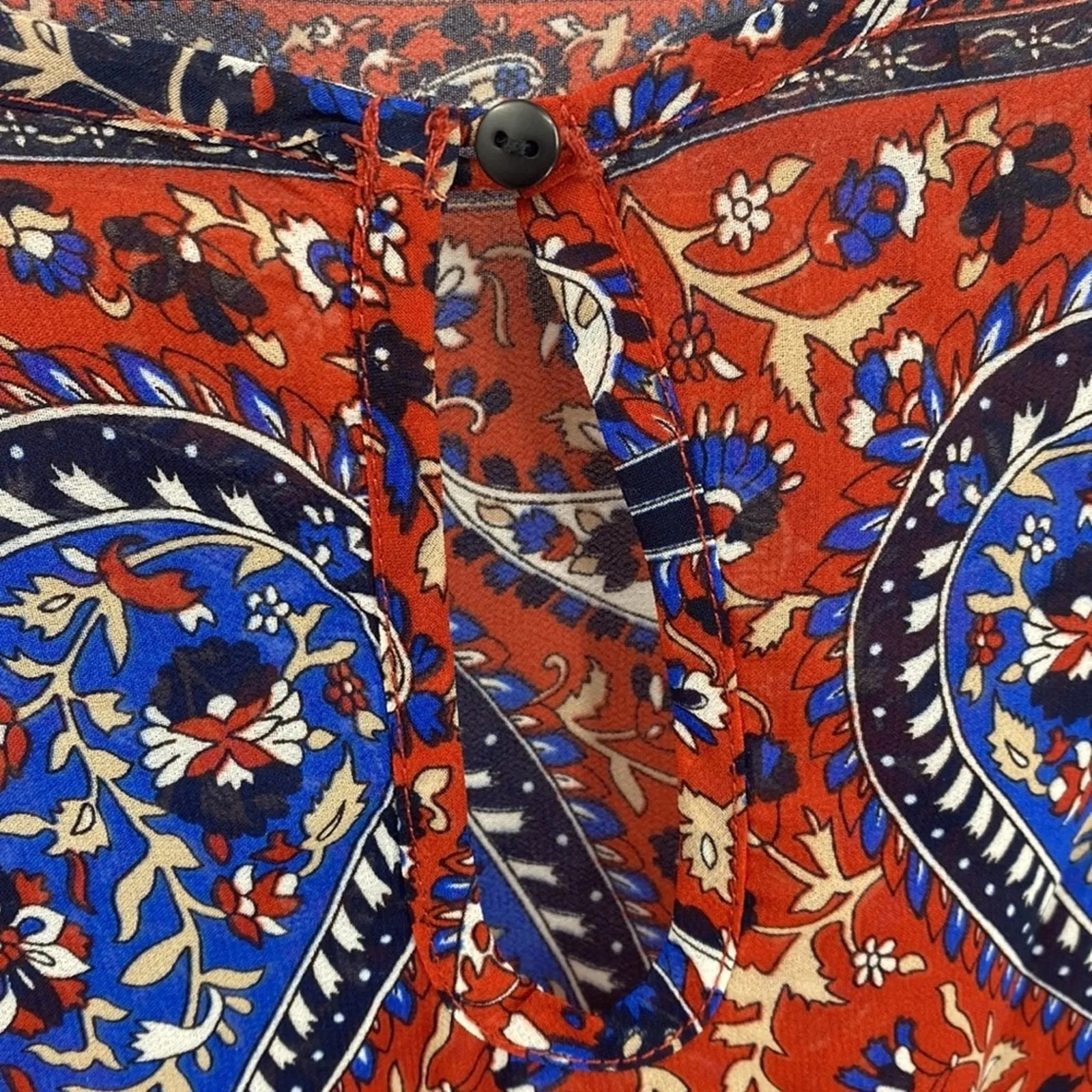 Fair Child Women's Medium Red Paisley Maxi Dress Western Boho Indie Semi Sheer - Image 4