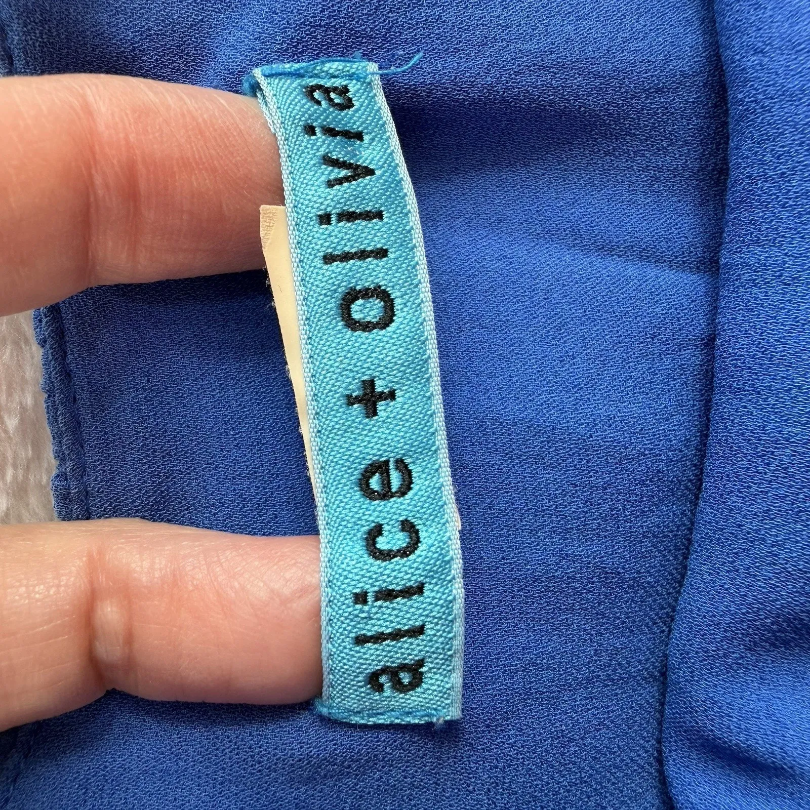 ALICE + OLIVIA S Small Silk Ruffled Tiered Layered Top Cami Flowy Royal Blue - Image 7