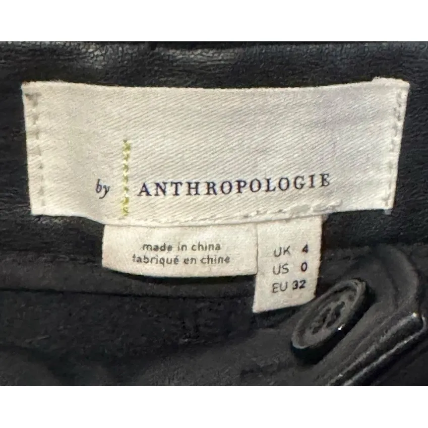 Anthropologie Women's Pants Scallop Eyelet Hem Crop Faux Leather Black Size 0 - Image 5