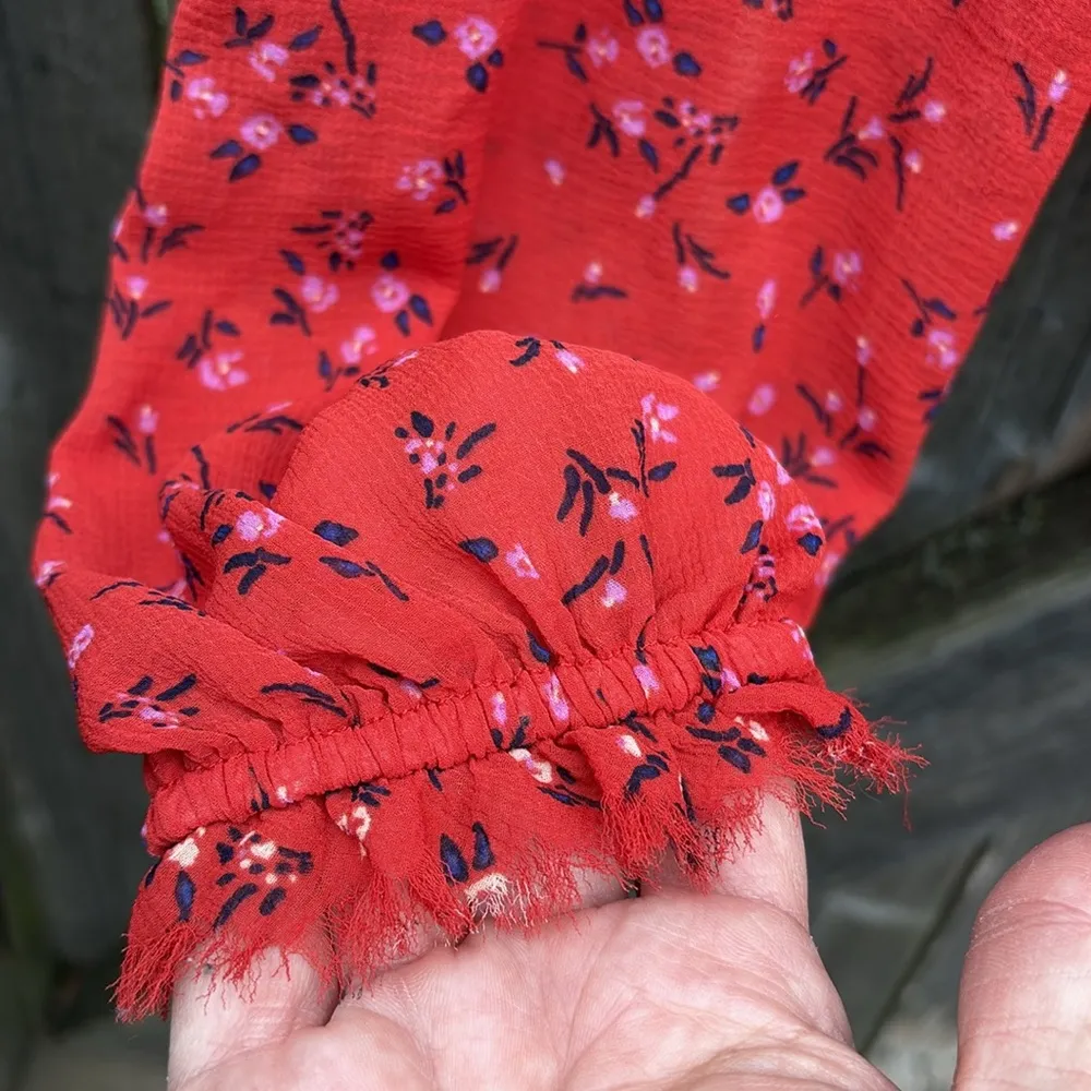 EUC Free People Lolita Red Floral Top Size Small - Image 7