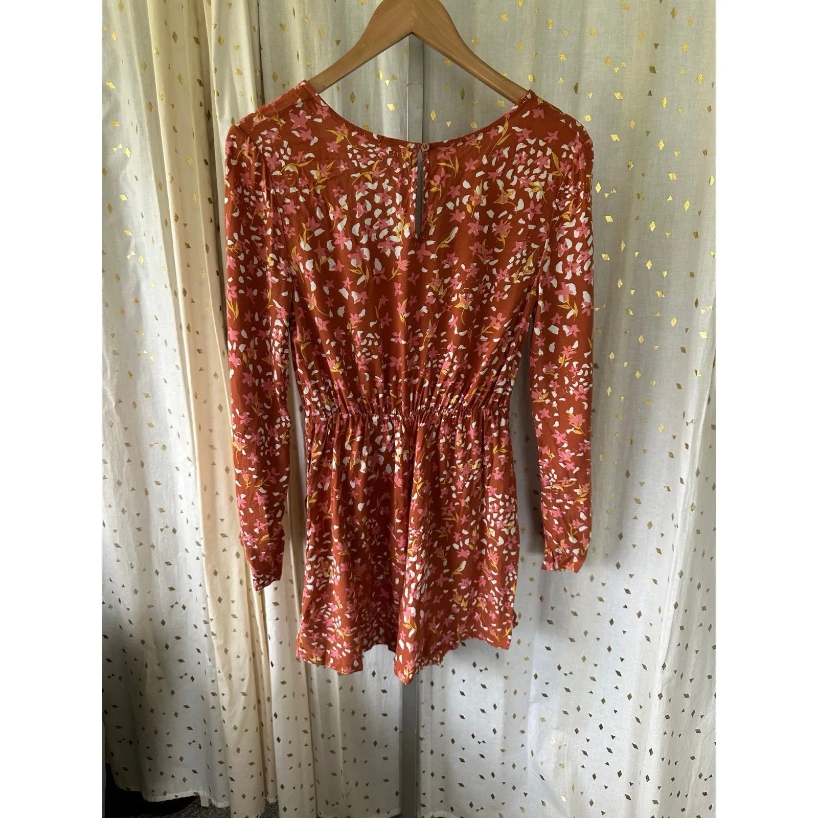 Roxy Spirit Awakes Long Sleeve V- Neck Drawstring Bodice Romper Playsuit S - Image 7