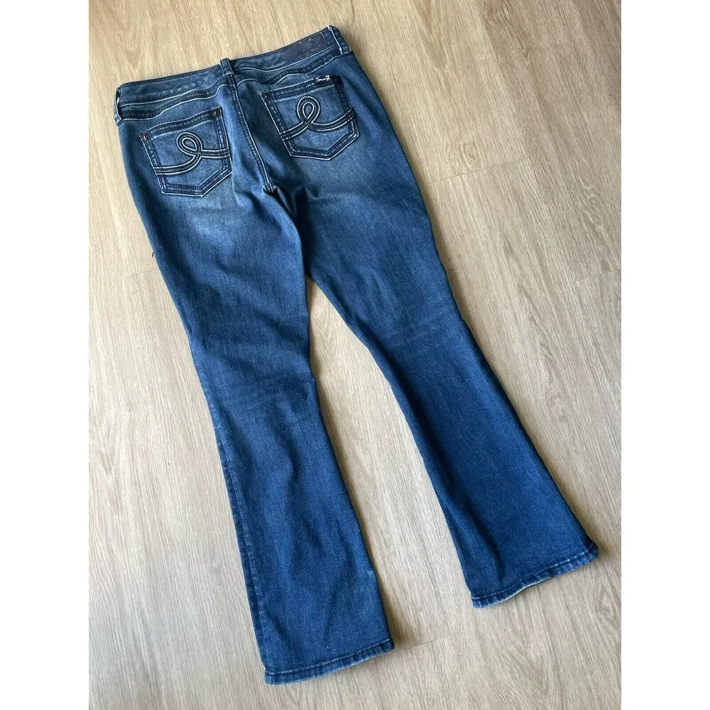 Seven7 Women's Slim Boot cut Dark Wash Jeans Mid Rise Y2k 90s Size 8 - Image 3