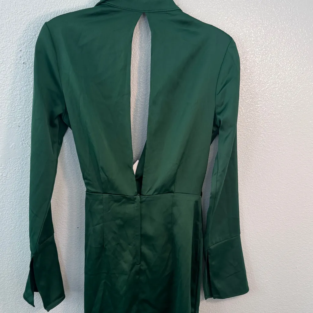 ASOS  Emerald green satin dress - Image 11