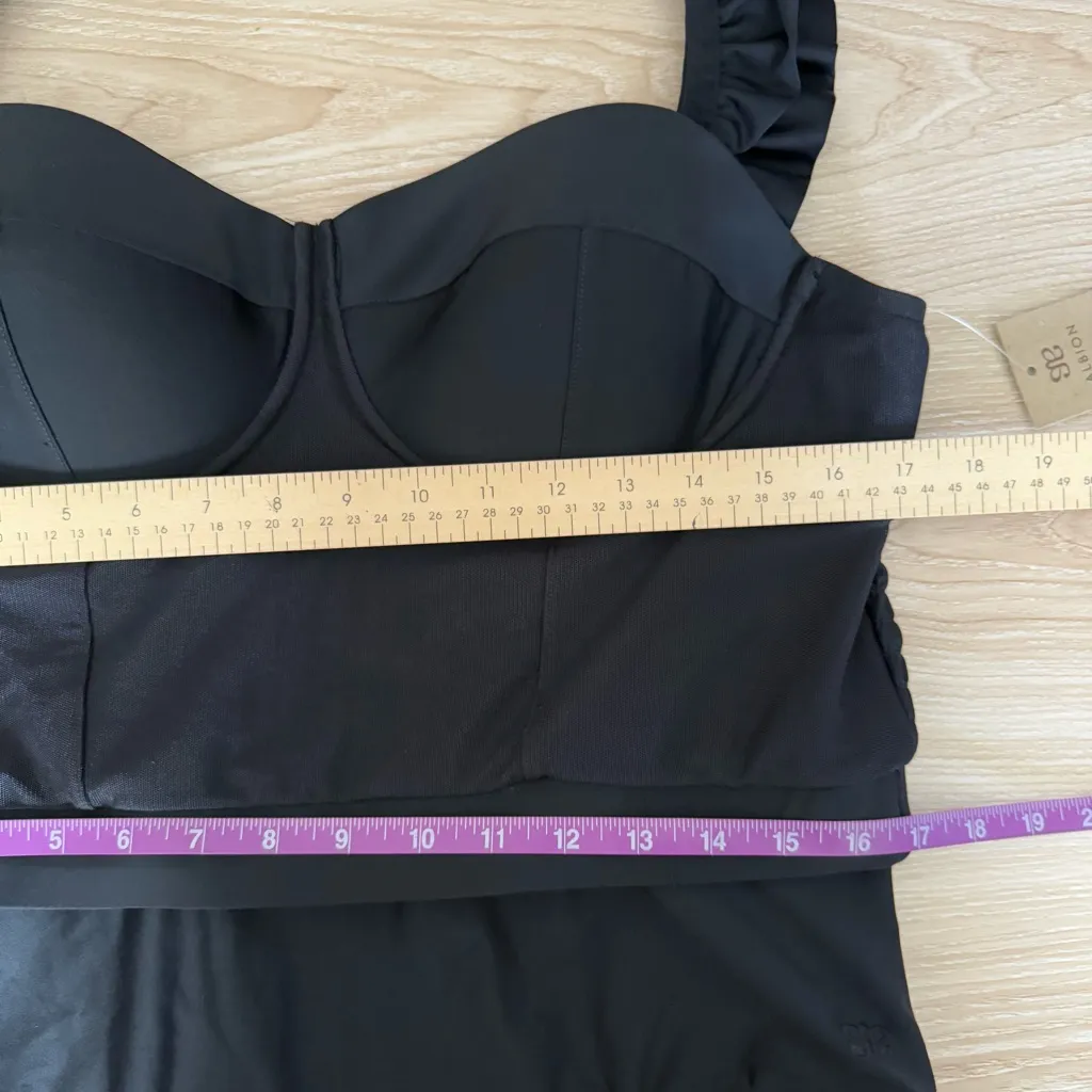 Albion XXL NEW The Lady One Piece Black Swim Minimal Classic Ruffle Sweetheart - Image 8