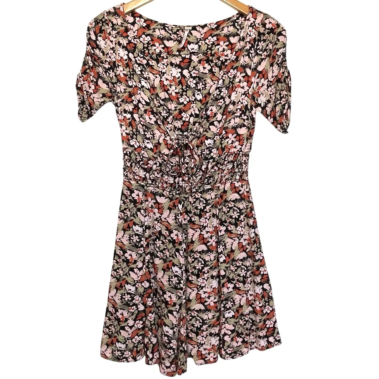 FREE PEOPLE Boho Forget Me Not Pink Floral Mini Fit and Flare Dress - Image 2
