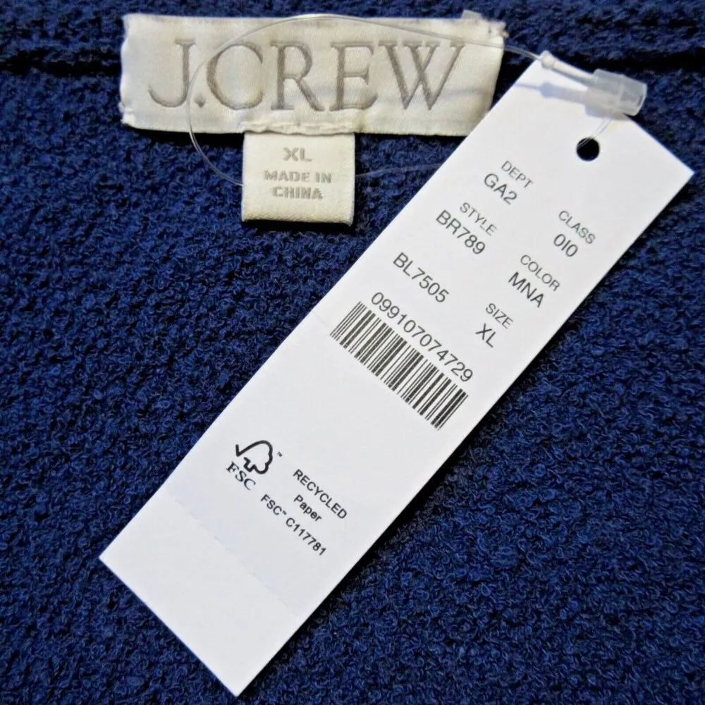 NWT J.Crew Odette Sweater Lady Jacket in Navy Cotton-blend Boucle Cardigan XL - Image 4