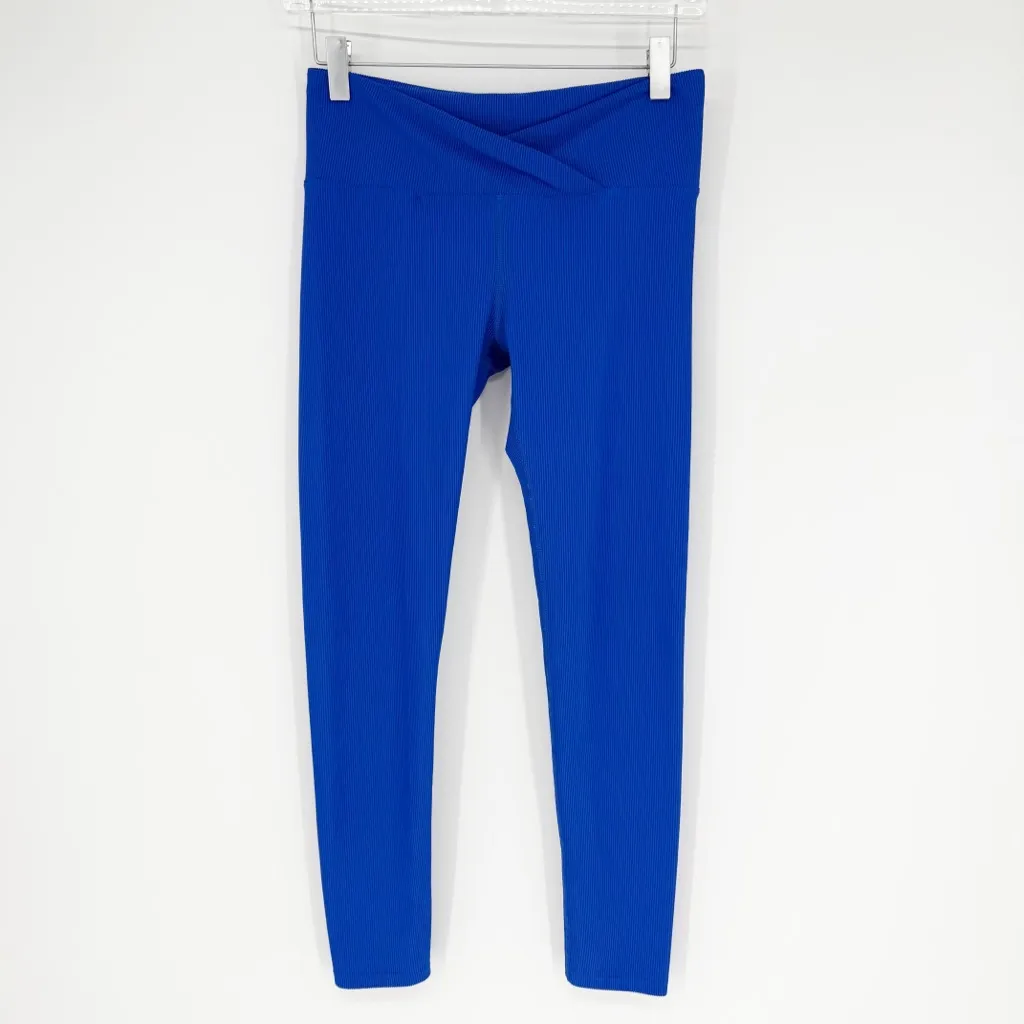 Noli Ribbed Crossover Waist Leggings S Blue - Image 2