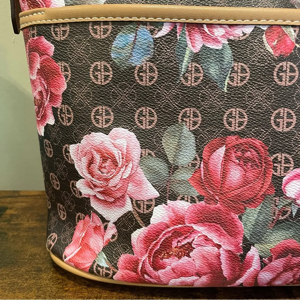 Giani Bernini Signature Rose Handbag Brown - Image 4