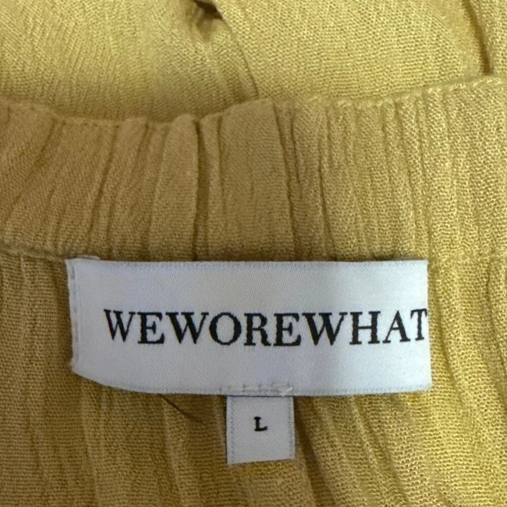 WeWoreWhat Women's Yellow Sleeveless Cami Camisole Wide Leg Romper Jumpsuit L - Image 6