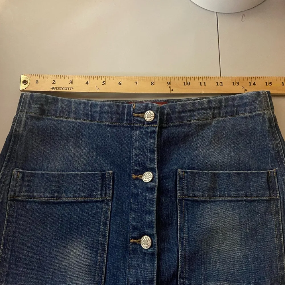 Lucky Brand Size 8/29 Denim A Line Mini Skirt Button Front 90s Western Blue - Image 4
