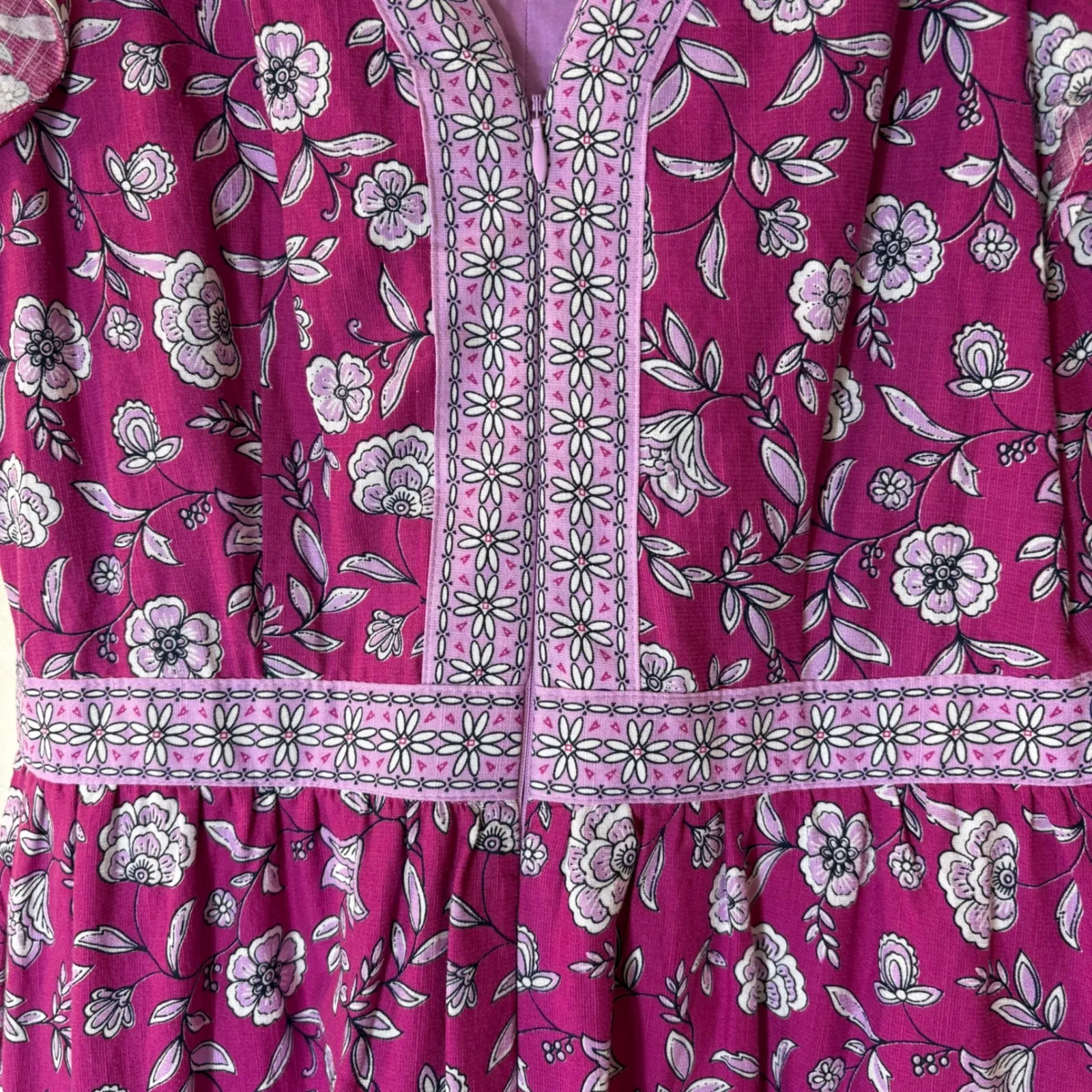 LOFT Border Ruffle Midi Pocket Dress  Floral Print Size 2 - Image 6