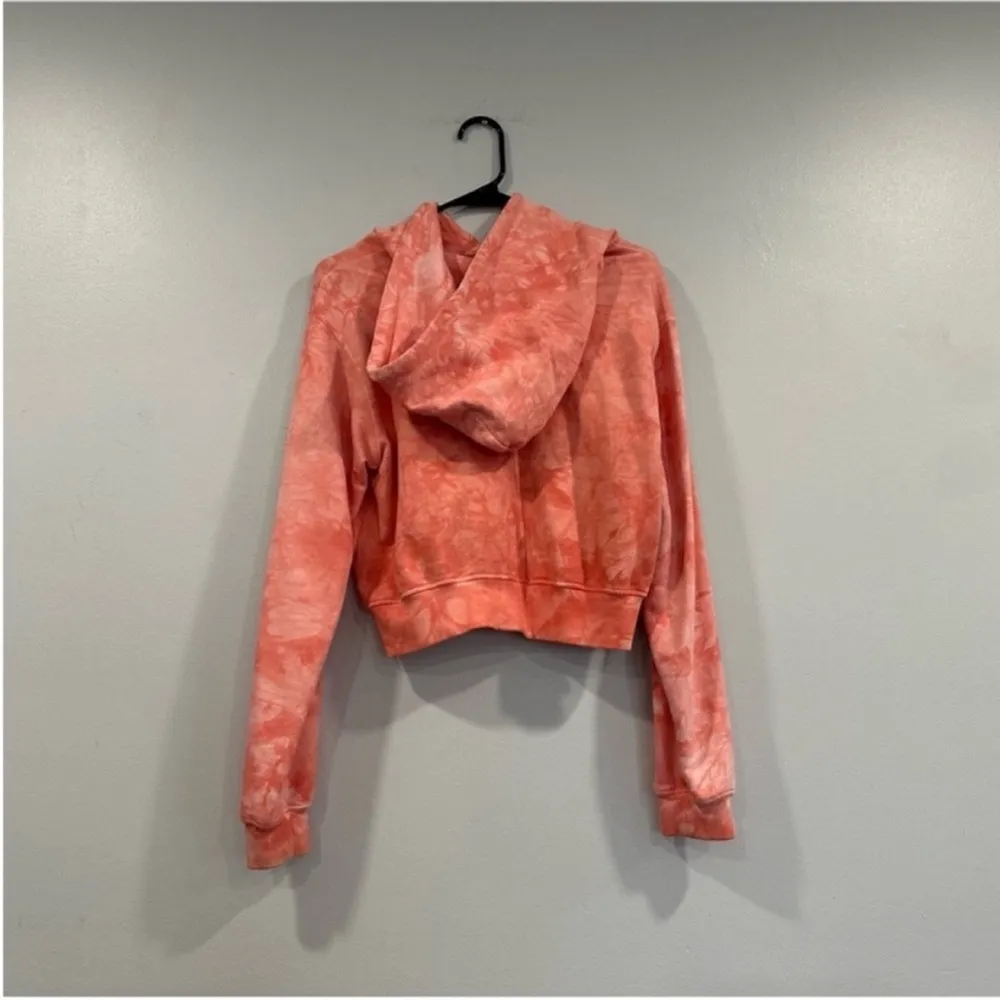 Cotton Citizen Milan Crop Distressed Hoodie Coral Small S - Image 2