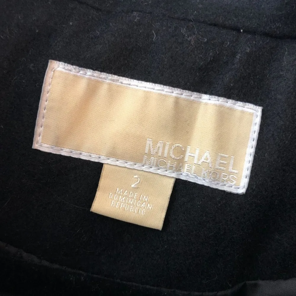 Michael Kors Womens Coat Wool Blend Hooded Button Front Black 2 - Image 3