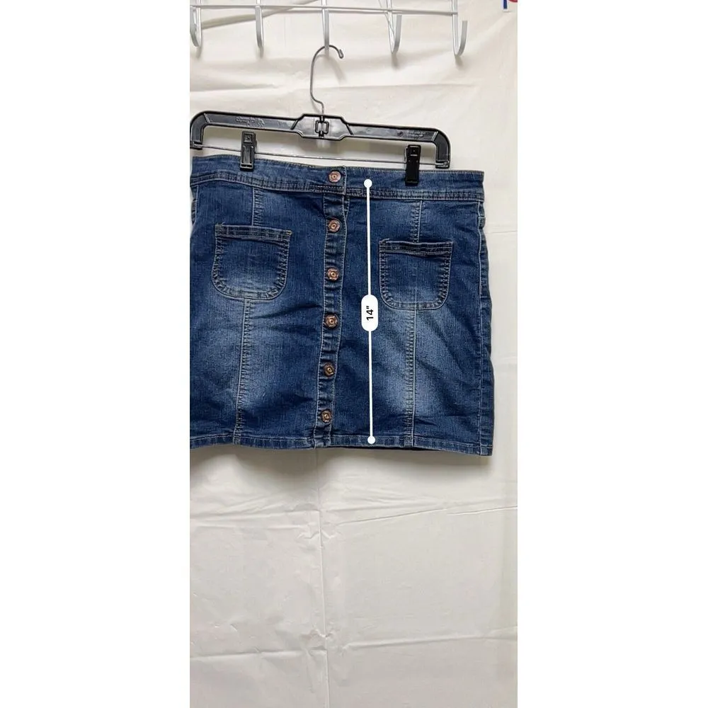 DHN) Red Camel Skirt Women's Size 11 30‎ Denim Jean Mini Juniors Blue - Image 4
