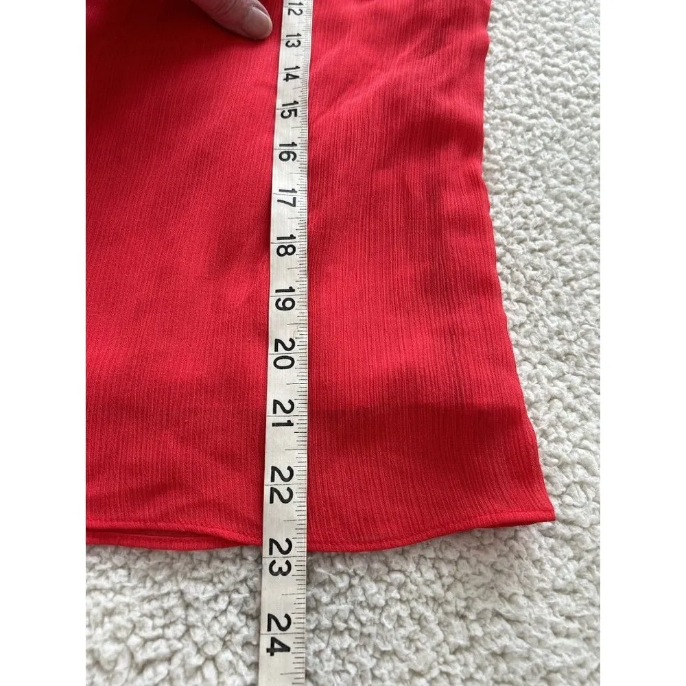 ANN TAYLOR Women Textured Polyester Sleeveless Blouse Cowl Neck Orange Sz XS - Image 6