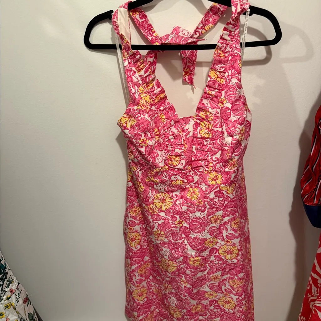 Lilly Pulitzer Lanvin Chum Bucket Pink Halter Style Mini Dress - Size 8 - Image 2