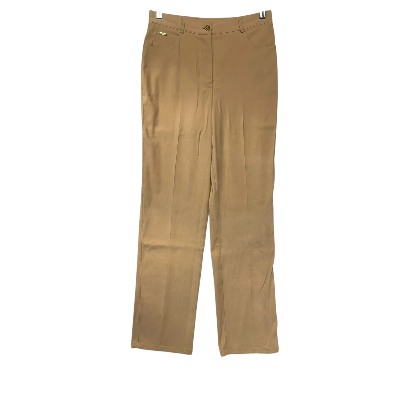 ST JOHN SPORT Women Camel Tan Straight Leg Pants Classic Chic Professional Sz 4 - Image 2