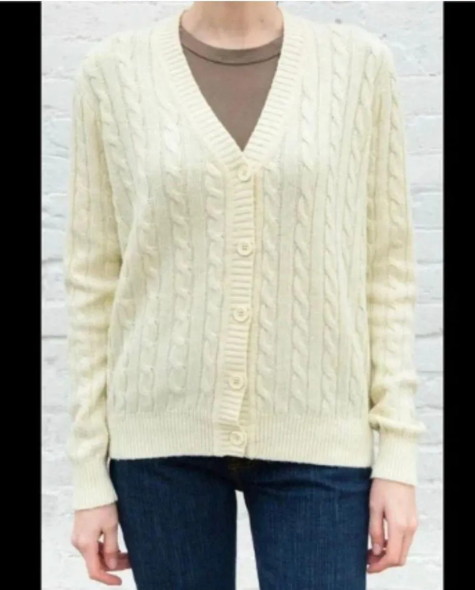 Cream Ivory Cable Knit Cardigan - Image 3