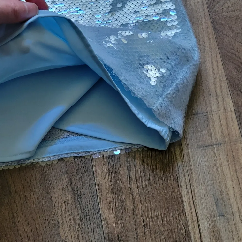 Abercrombie & Fitch Sequin Squareneck Light Blue Mini Dress - Image 5