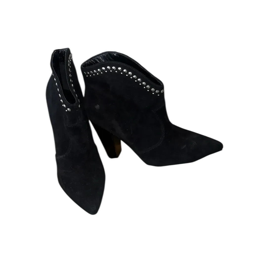 NEW Nine West Sera Black Suede Dress Booties Studded SZ-9 - Image 4