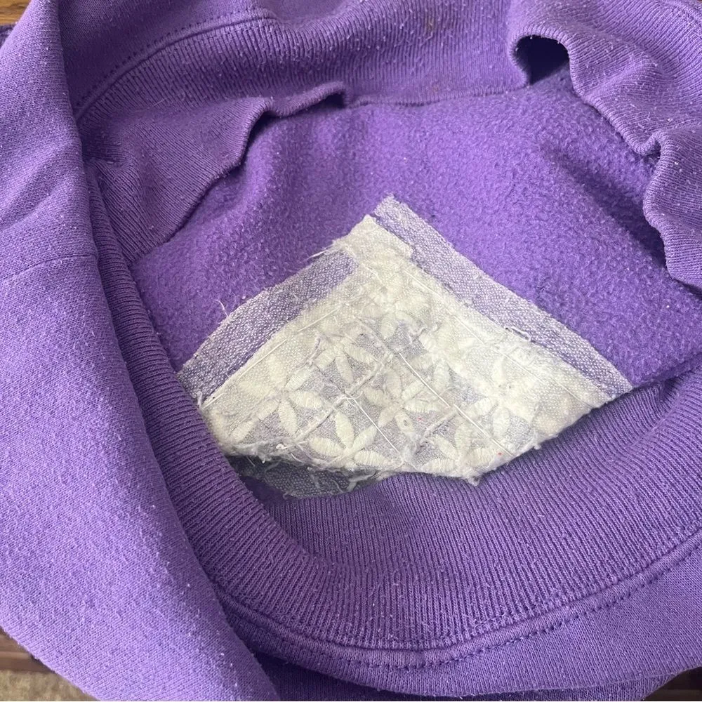 Vintage Handmade Embellished Sweatshirt M Purple Size M - Image 6
