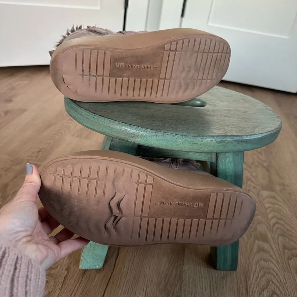 United Nude Dusty Rose Faux Fur Lined Platform Boots Size 8 minimalist designer Pink - Image 5