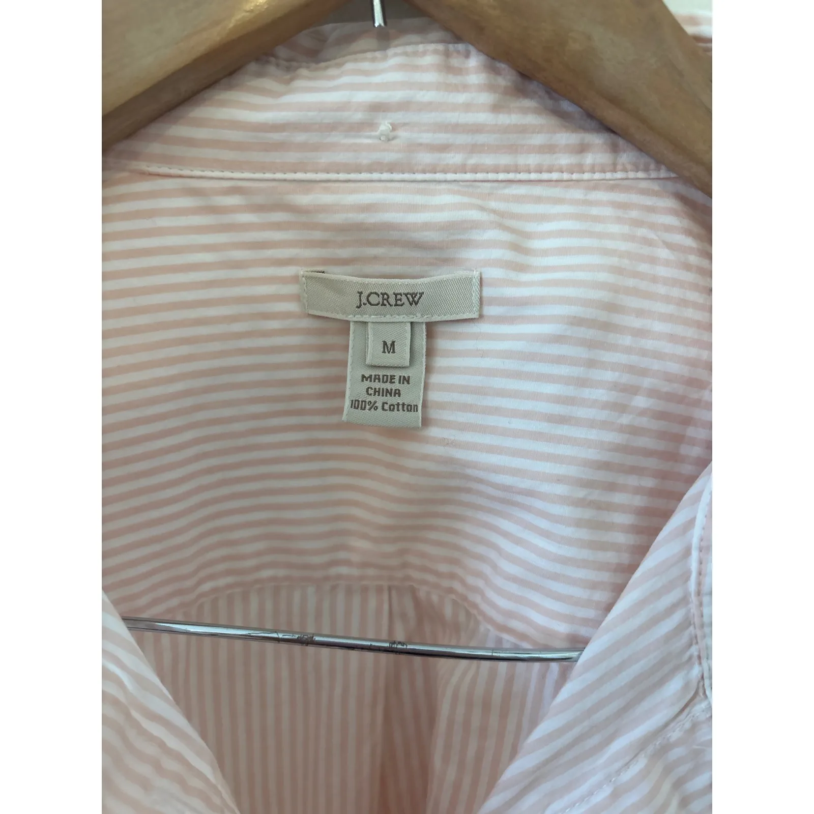 J.Crew Striped Button Up Shirt Pink White Cotton Casual Long Sleeve Size M Size M - Image 2